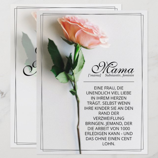 Mamma - helt enkelt oersättlig | Klassiskt kort -  (Fram/baksida)