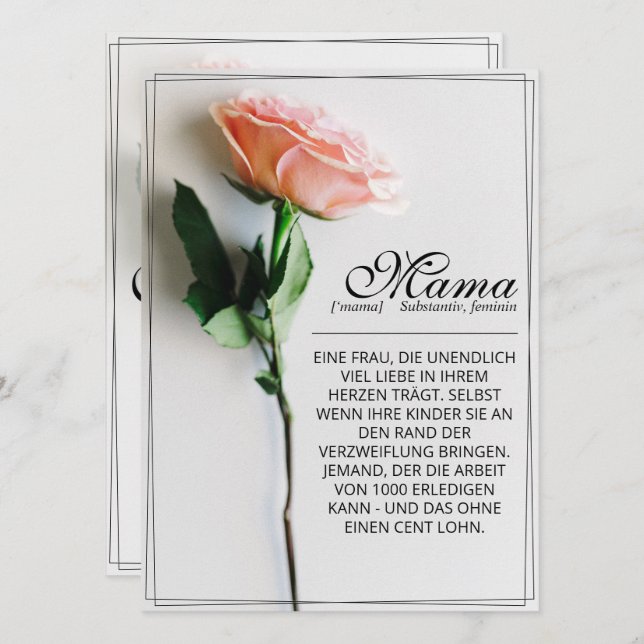 Mamma - helt enkelt oersättlig | Klassiskt kort -  (Fram/baksida)