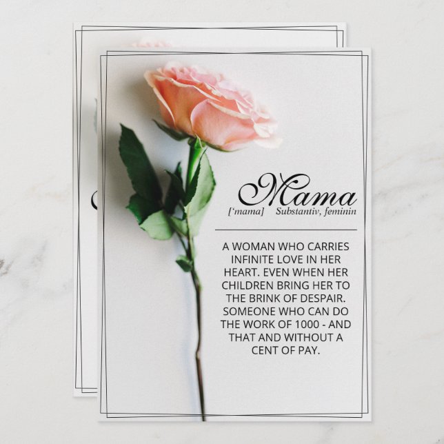 Mamma - helt enkelt oersättlig | Klassiskt kort -  (Fram/baksida)