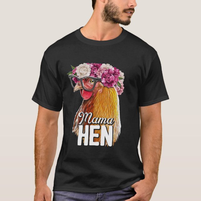 Mamma Hen Blommigt Rhode island Red Chicken Farmer T Shirt (Framsida)
