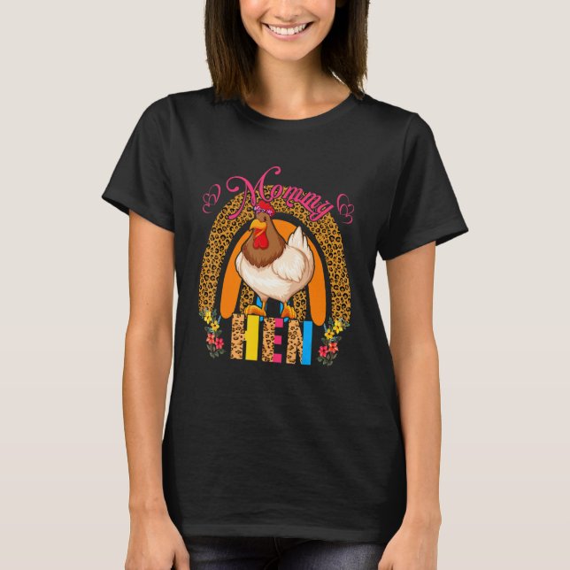 Mamma Hen Cute Blommigt Chicken Bow Tie Rainbow Mo T Shirt (Framsida)