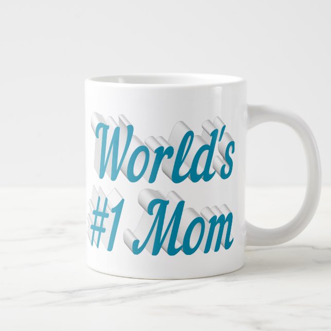 Mamma himmel, blå halvtextrad kaffe mugg jumbo mugg (Höger)