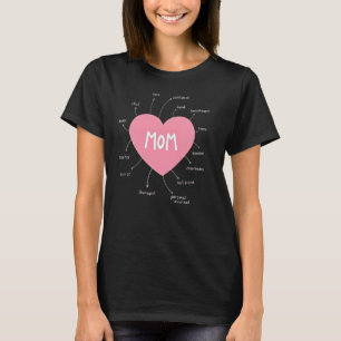 MAMMA Hjärta Många Roller Mors dag T Shirt