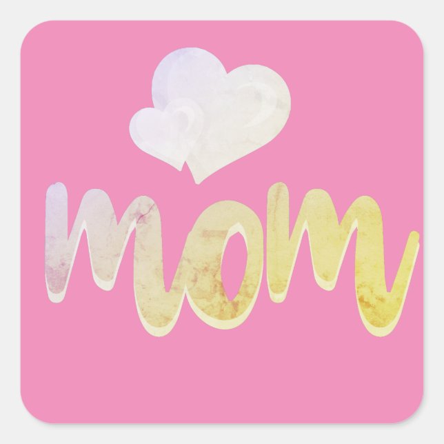 Mamma - Hjärtat Fyrkantigt Klistermärke (Framsida)