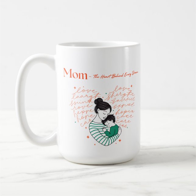 Mamma Hjärtat Kärlek Typografi Moderskap Konst Kaffemugg (Vänster)