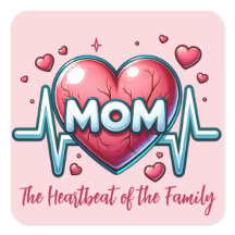 Mamma hjärtslag i familjen med rött hjärta