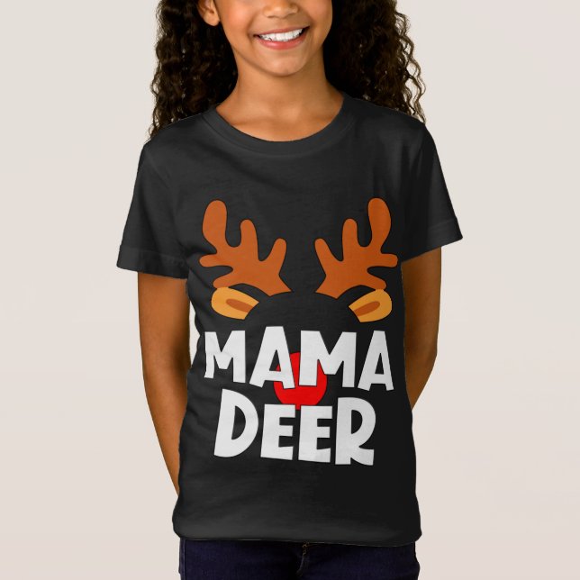 Mamma Hjort Matching Family Tribe Julrenar T Shirt (Framsida)