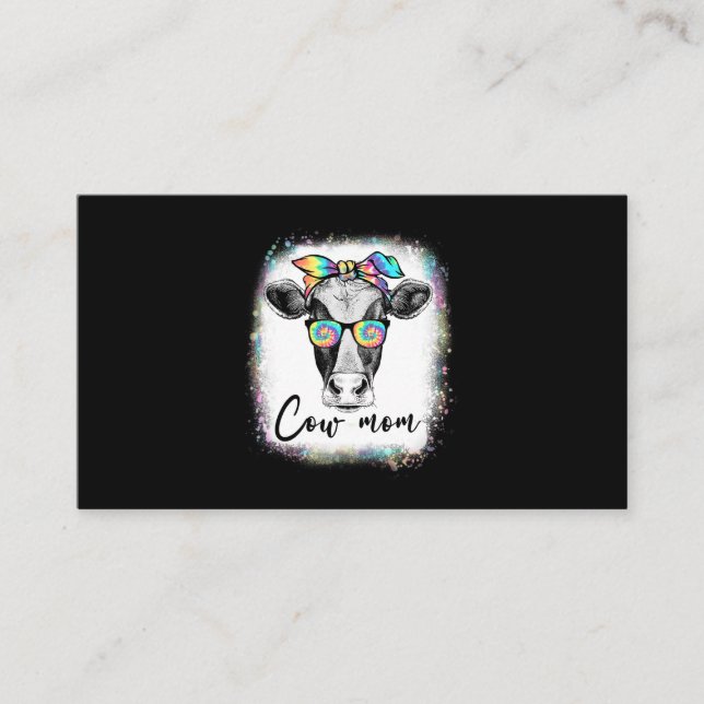 Mamma höglandskö med Baby Calf Blommigt Mammor Da Visitkort (Framsida)