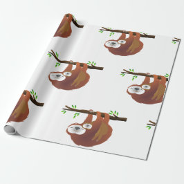 Mamma Holding Baby Sloth Resten på Träd Gren Presentpapper