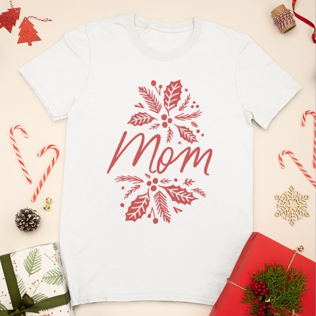 Mamma Holly Berry Red Helgdag T Shirt (Skapare uppladdad)