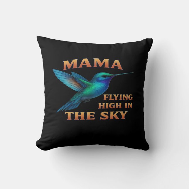 Mamma Hummingbird - Flygande hög i Himmel Edition Kudde (Framsida)