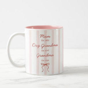 Mamma Hund Mormor & Farmor Anpassade Datum Rosa Ro Två-Tonad Mugg