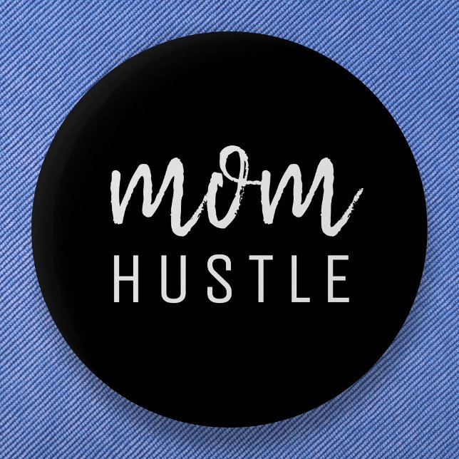 Mamma Hustle | Modern Script Black Mors dag Knapp (Skapare uppladdad)