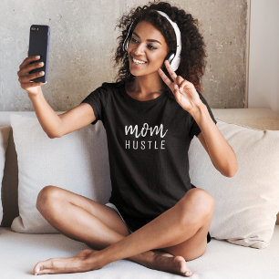 Mamma Hustle Modern Script Black Mors dag T Shirt