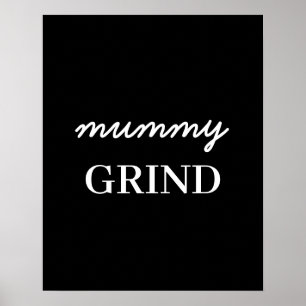 Mamma Hustle Modern Skript Svart Mors Dag Design Poster