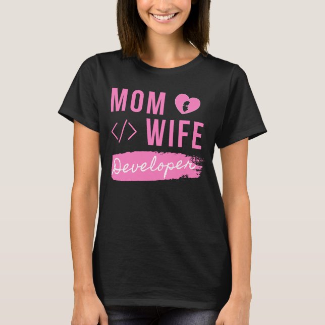 MAMMA HUSTRU DEVELOPER - DEVELOPER MAMMA T SHIRT (Framsida)