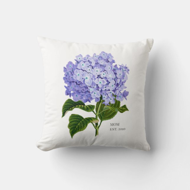 Mamma Hydrangea Botaniska Blommigten Dekorativ kud Kudde (Framsida)