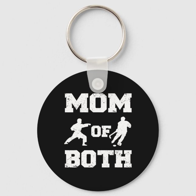 Mamma i båda ädla Hockey Karate Mamma Nyckelring (Framsida)