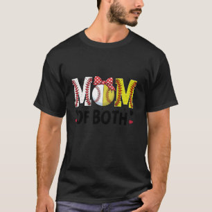 Mamma i båda Softball Baseball Mamma Heart Mor T Shirt