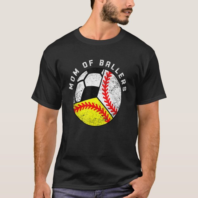 Mamma i Ballers Baseball Softball Ocer Mamma T Shirt (Framsida)