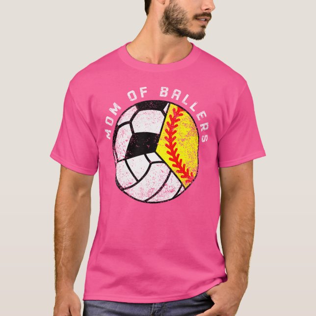 Mamma i Ballers Funny Softball Volleyball Soccer M T Shirt (Framsida)