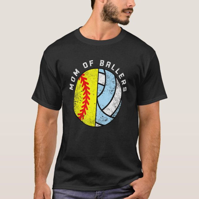 Mamma i Ballers Softball Volleyball Mamma T Shirt (Framsida)