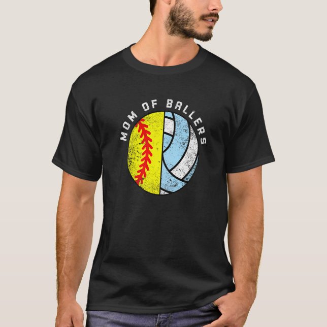 Mamma i Ballers Softball Volleyball Mamma T Shirt (Framsida)