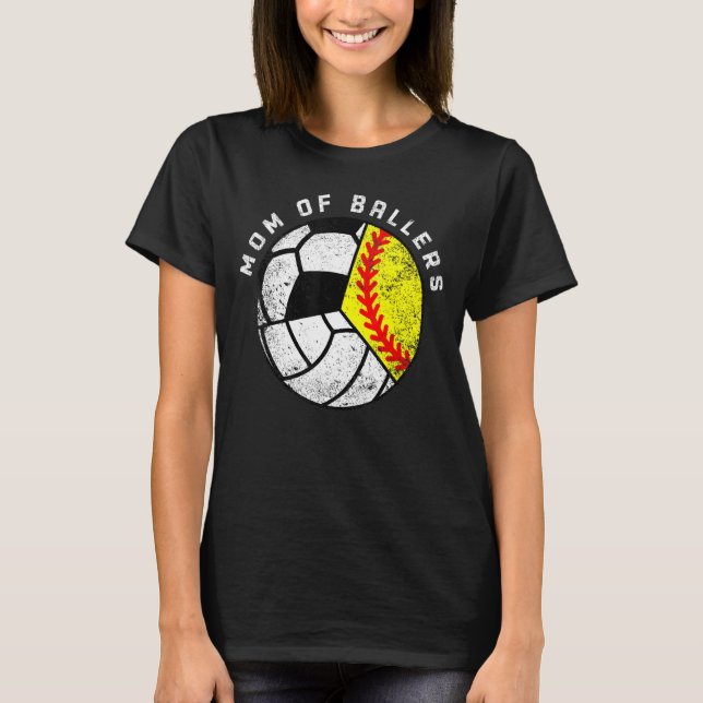 Mamma i Ballers Softball Volleyball Ocer Mamma T Shirt (Framsida)