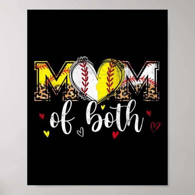 Mamma i Baskeball Softball Heart Leopard Mor Poster (Framsidan)