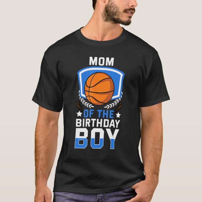 Mamma i Birthday Boy Basketball Family Celebrat T Shirt (Framsida)