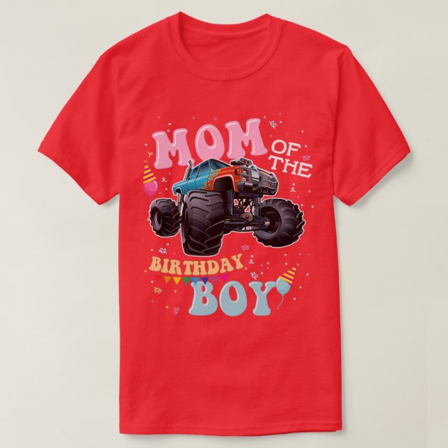 Mamma i Birthday Boy Monster Lastbilar 2 T Shirt (Design framsida)