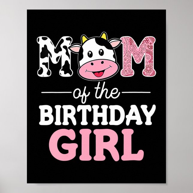 Mamma i Birthday Girl Farm Cow Mamma 1:a Mamman Poster (Framsidan)