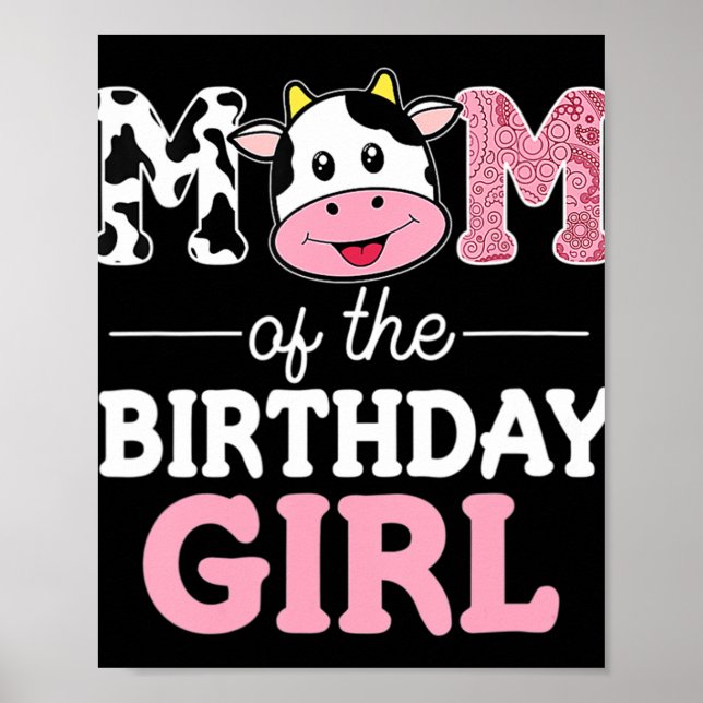 Mamma i Birthday Girl Farm Cow Mamma 1:a Mamman Poster (Framsidan)