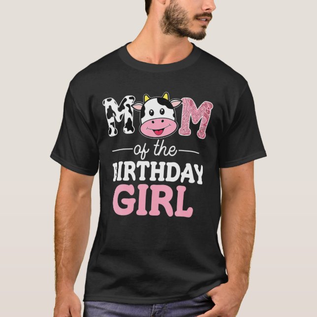 Mamma i Birthday Girl Farm Cow Mamma 1st T Shirt (Framsida)