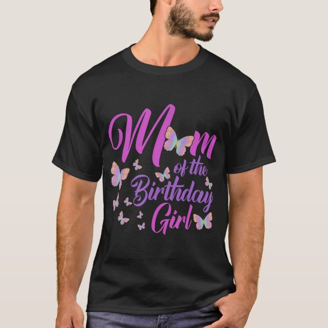 Mamma i Birthday Girl Shirt Butterfly Mamma Mam T Shirt (Framsida)