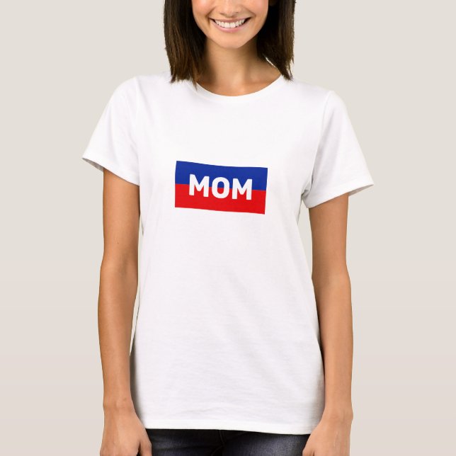 Mamma i blå och röda randiga T-shirt (Framsida)