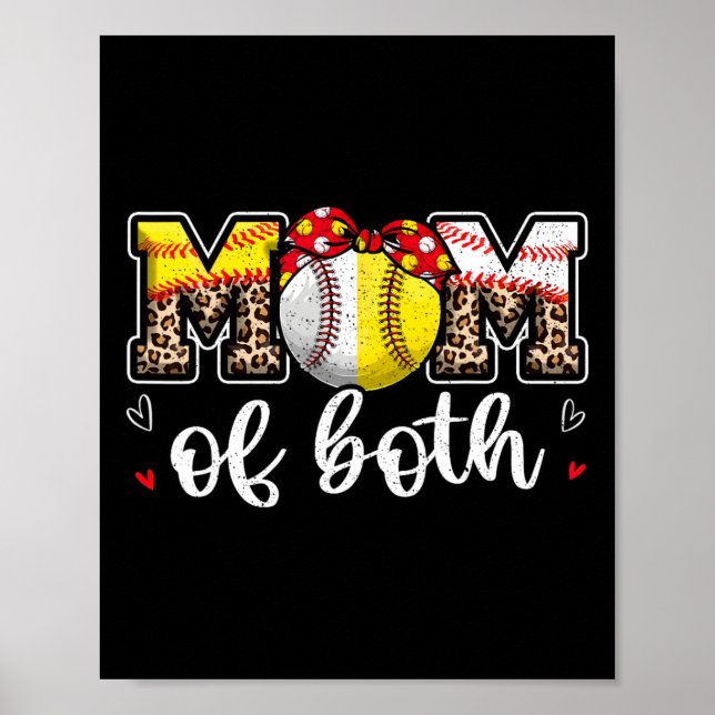 Mamma i Bleopard Game Day Baseball Softball längst Poster (Framsidan)