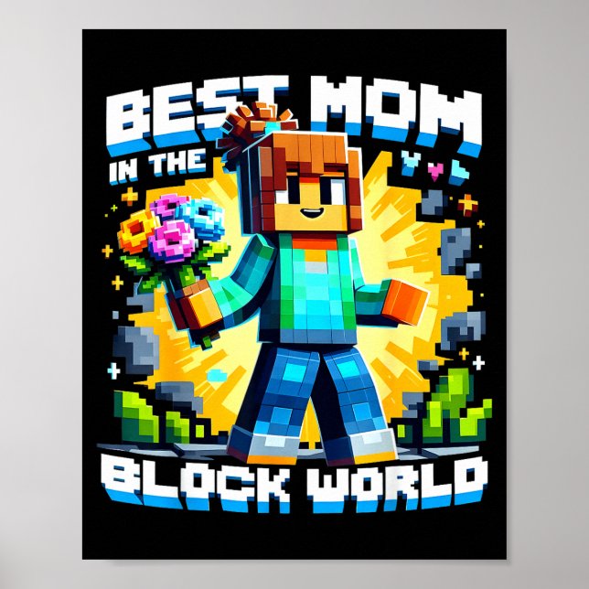 Mamma i blockvärlden pixel-spel mors dag poster (Framsidan)
