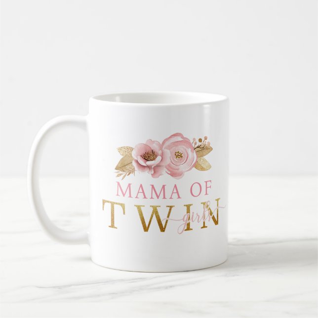 Mamma i Blommigten Twin Girls Coffee Mugg (Vänster)