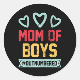 Mamma i Boys #outnumerärt Mamma Parents Funny Mor Runt Klistermärke