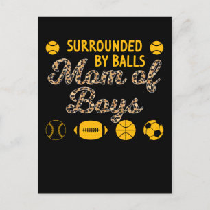 Mamma i Boys Soccer Baseball Basketball Sons Vykort