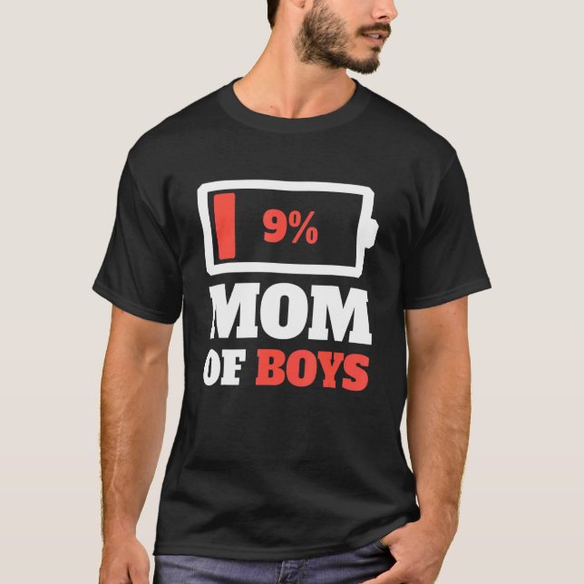 Mamma i Boys Sons Tired Mamma Låg batteriladdnings T Shirt (Framsida)