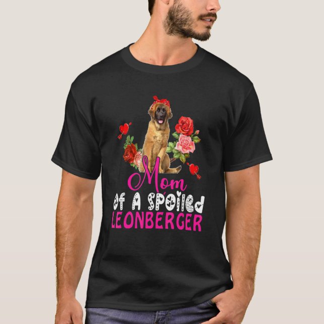 Mamma i en fallande Leonberger Cute Leonberger Bow T Shirt (Framsida)