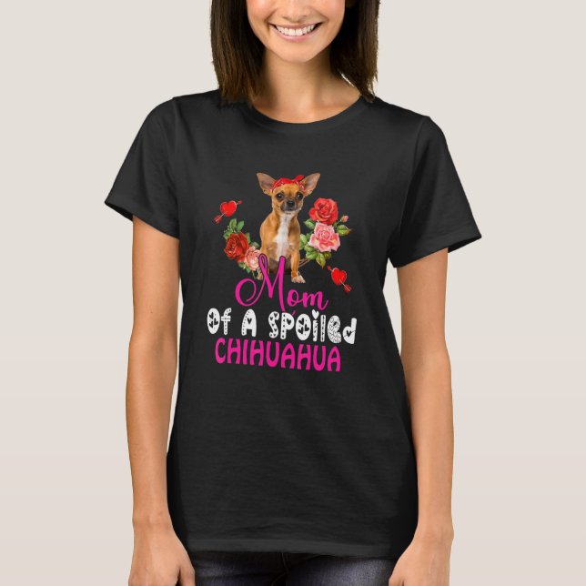 Mamma i en förstörd Chihuahua Cute Chihuahua Bow T T Shirt (Framsida)