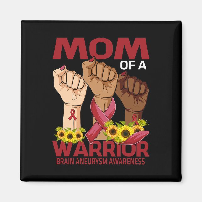Mamma i en krigare Brain Aneurysm Awareness Sunflo Magnet (Framsidan)