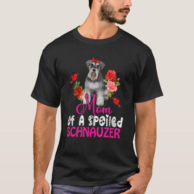 Mamma i en schnauzer Cute Schnauzer Bow Tie T Shirt (Framsida)