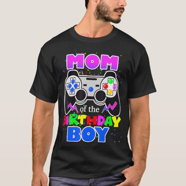 Mamma i Födelsedagsfesten Birthday Boy Video Game T Shirt (Framsida)