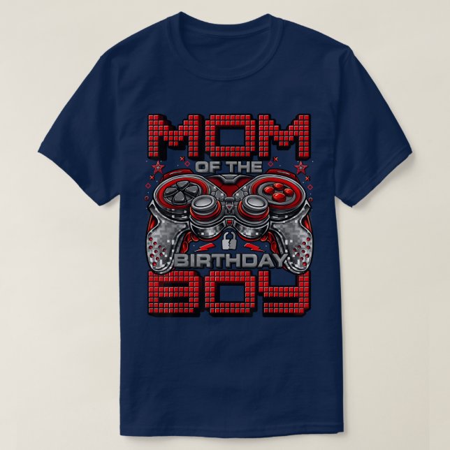 Mamma i Födelsedagsfesten Birthday Boy Video Gamer T Shirt (Design framsida)