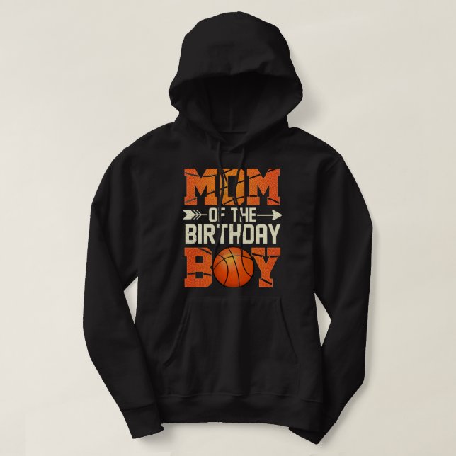 Mamma i födelsedagskorgen Basketball Mor Mamma Rol Hoodie (Design framsida)