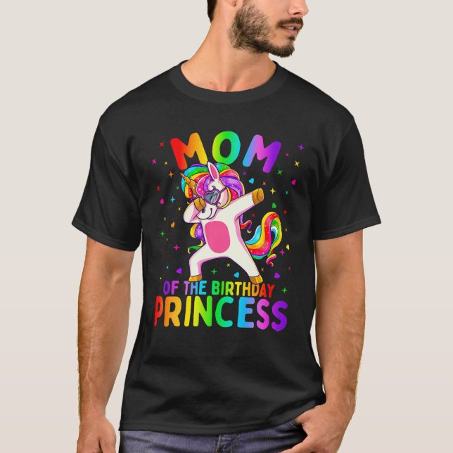 Mamma i födelsedagspressen Princess Girl Dabbing U T Shirt (Framsida)